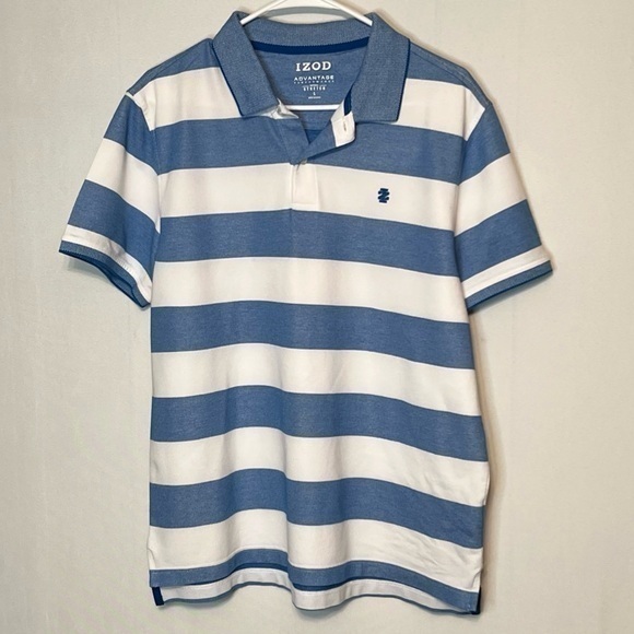 IZOD Advantage Performance Stretch Men’s Polo Shirt Sz M Striped Short Sleeve. - Picture 1 of 6